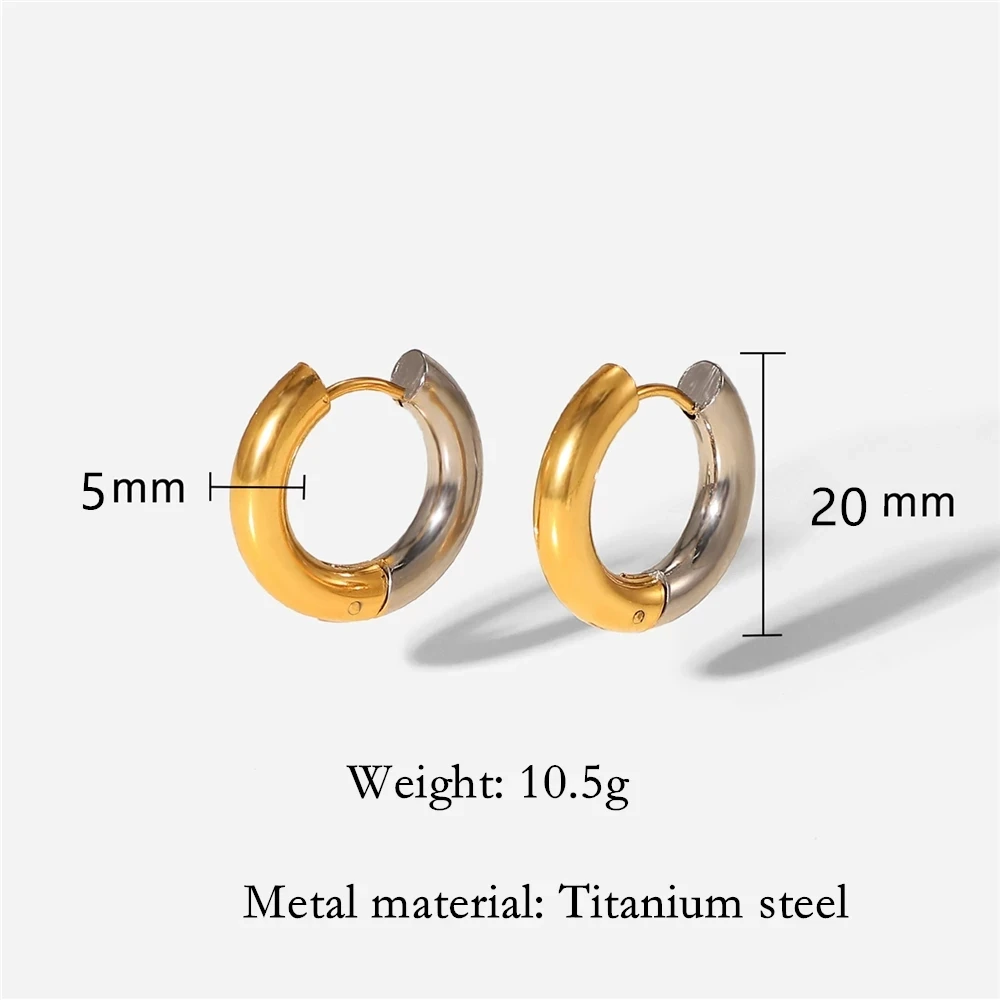 Metal With Two-color Splicing Hoop Earrings Titanium Steel Gold Color Plated Women\'s Earrings for Women Party Jewelry Gift 2022