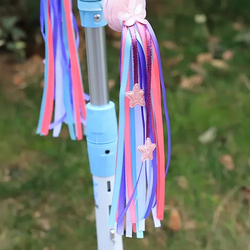 Imagen 2 del producto Banderas para manillar de bicicleta y patinete, cinta decorativa con borlas brillantes, accesorios para ciclismo al aire libre, 2 uds.