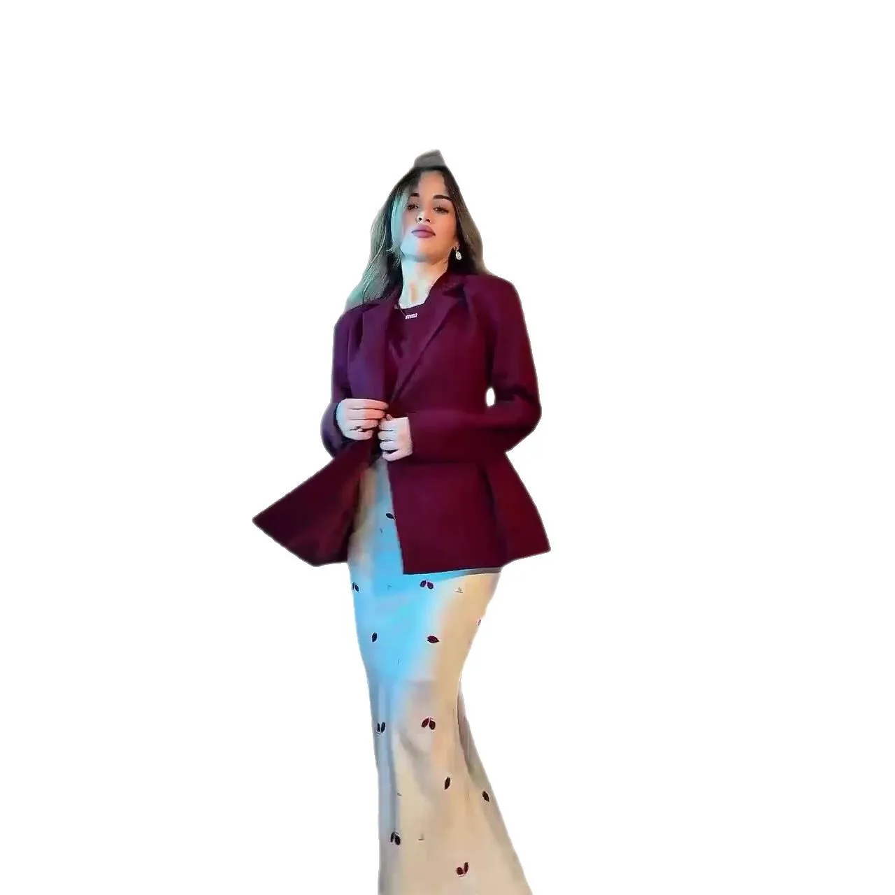 Traje de falda Eid para mujer, chaqueta, abrigo, falda larga, estampado musulmán, conjunto de 2 piezas, Marruecos, modesto, Dubai, Islam, trajes árabes, conjunto de Ramadán