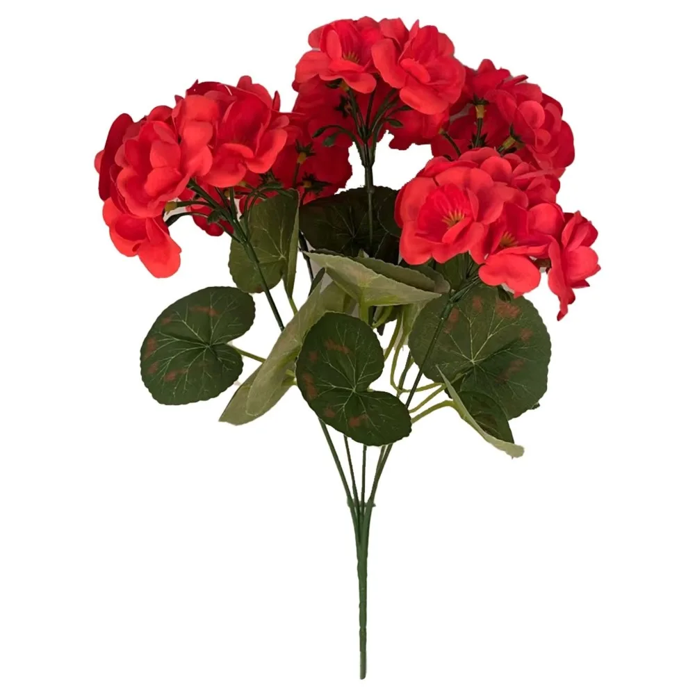 Flores Artificiales de Geranio con Diseño de 5 Cabezas, Resistentes a los Rayos UV, Decoración DIY, Flor Artificial de Manzanilla, Flor Simulada