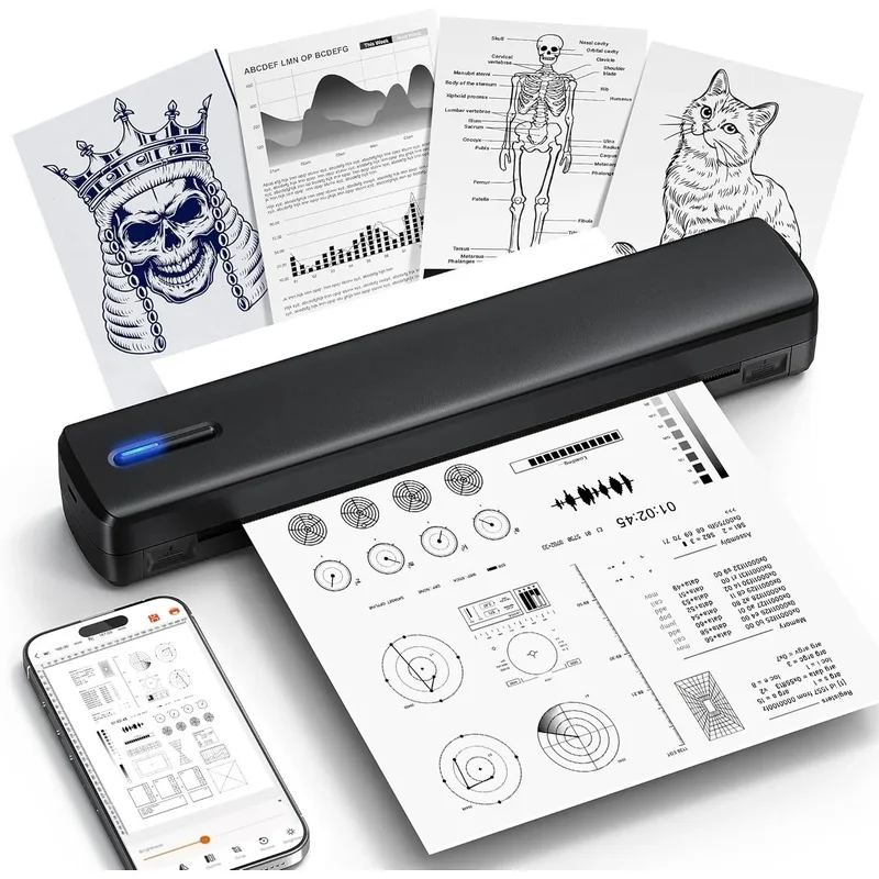 A4 Mini Portable Thermal Printer Wireless Handheld Inkless for Document Photo Business Trip Wholesale