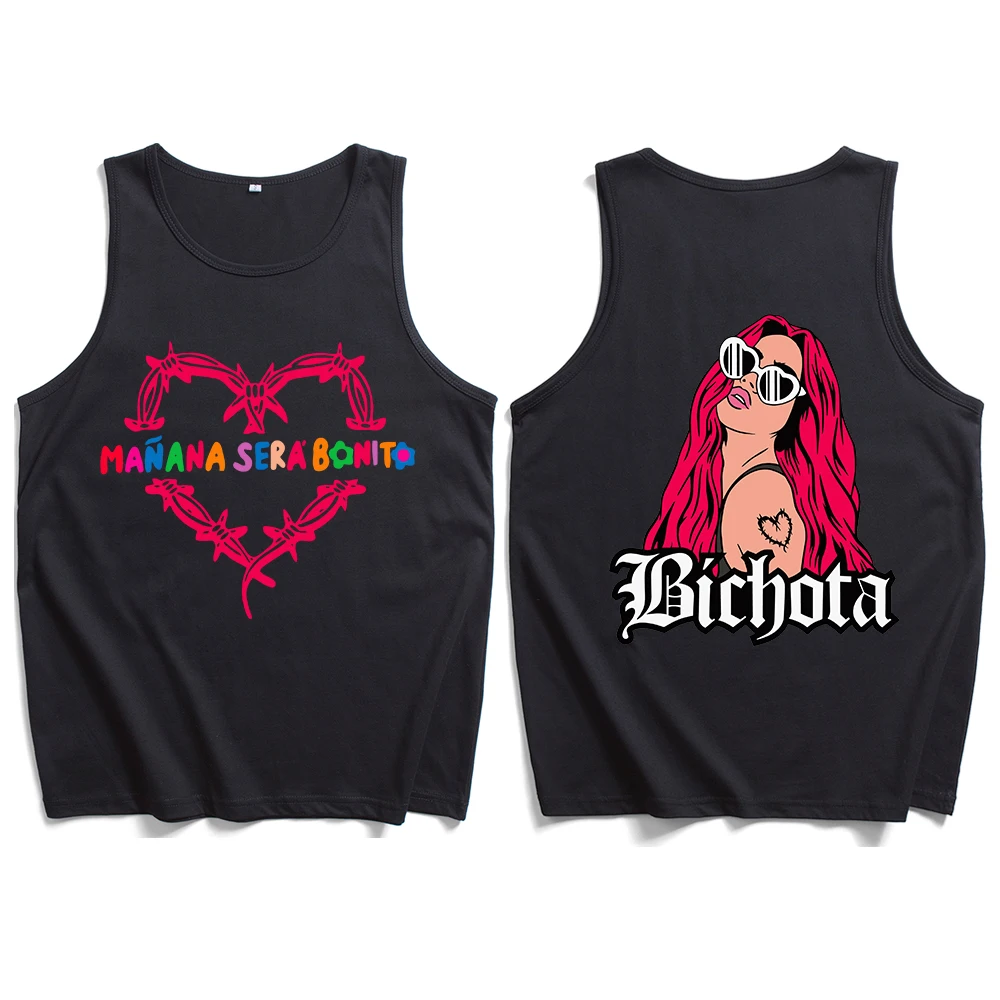 2024 Karol G Bichota Fashion Music Shirts Vest Tank Tops T-Shirt Man Woman Tops Sleeveless