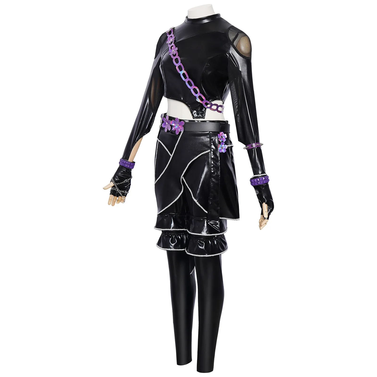 Costume cosplay Mira Zoey Rumi in pelle nera Costume nero per ragazze da donna Festa di Halloween Kpop Rumi Mira Zoey Battle Suit