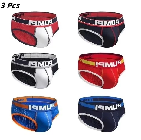 3pcs/lot Hollow Breathable Mens Slip Bikini Jockstrap Briefs Mens Panties Sexy Gay Men Underwear Sissy Sexy Men Brief Underpants