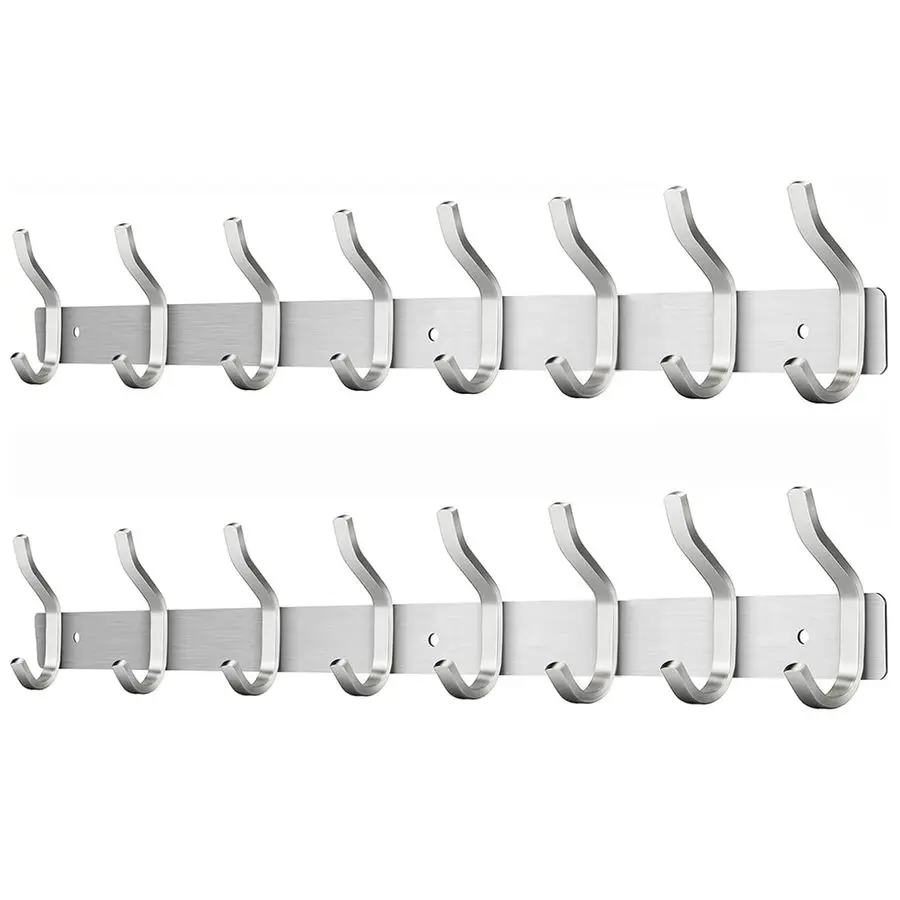 

Hooks Heavy Duty, 23 Inch Coat Rack Wall Mount with 8 Hooks, Silver Wall Hooks Hangers for Entryway, Bathroom for Hanging Backpa