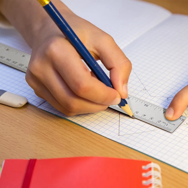 مسطرة من الفولاذ المقاوم للصدأ بدعامة من الفلين ، مساطر إمبرالية ومترية ، أدوات مدرسية ومكتبية ، كما هو موضح 6 + 12 + 18 بوصة ، 3