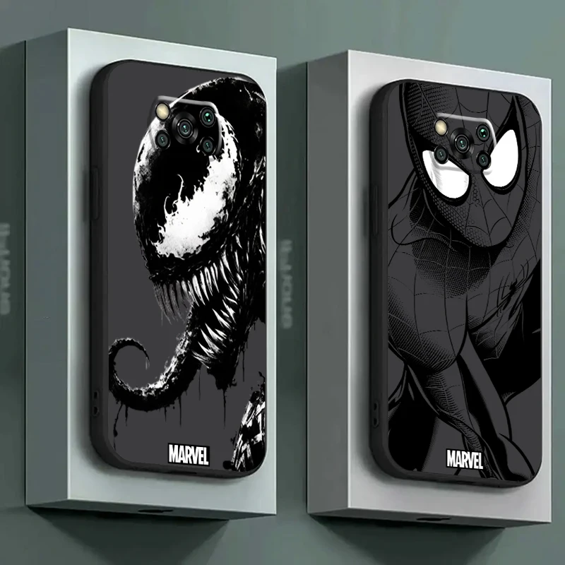 

Marvel Spiderman Venom For Xiaomi POCO X5 X4 X3 Pro NFC F5 F4 F3 Pro GT M4 M3 Pro 5G Phone Case Funda Liquid Silicone Back