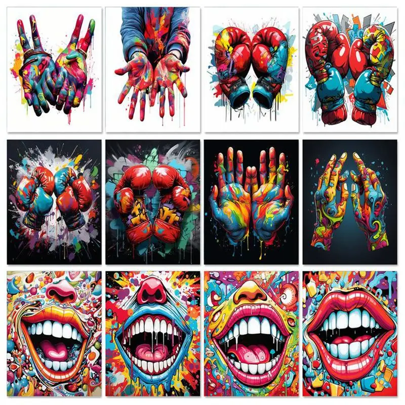 

GATYZTORY Oil Painting By Numbers With Frame Abstract Graffiti Handpainted Kits Drawing On Canvas For Adults Diy Gift Wall Decor