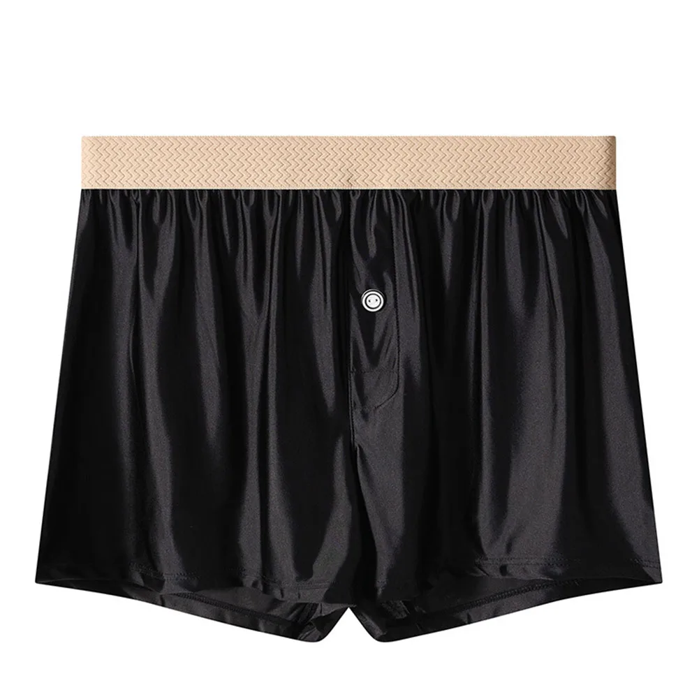 

Мужские гладкие однотонные шорты-боксеры из ледяного шелка, свободная домашняя одежда, сексуальные аксессуары, популярное нижнее белье для мужчин, плавки, мягкие мужские трусы