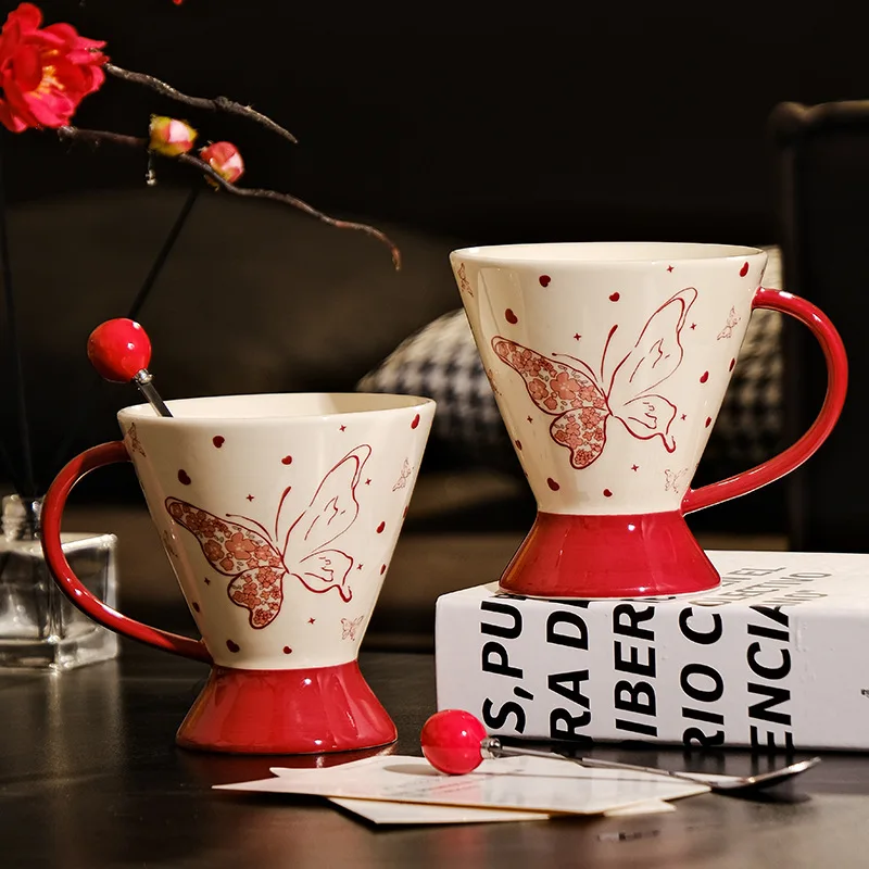 

Retro Goblet Chinese Festive Mug Girlfriend Gift Couple Coffee Cup Wedding Souvenir Ceramic Cup Coffee Cup High Value Mug