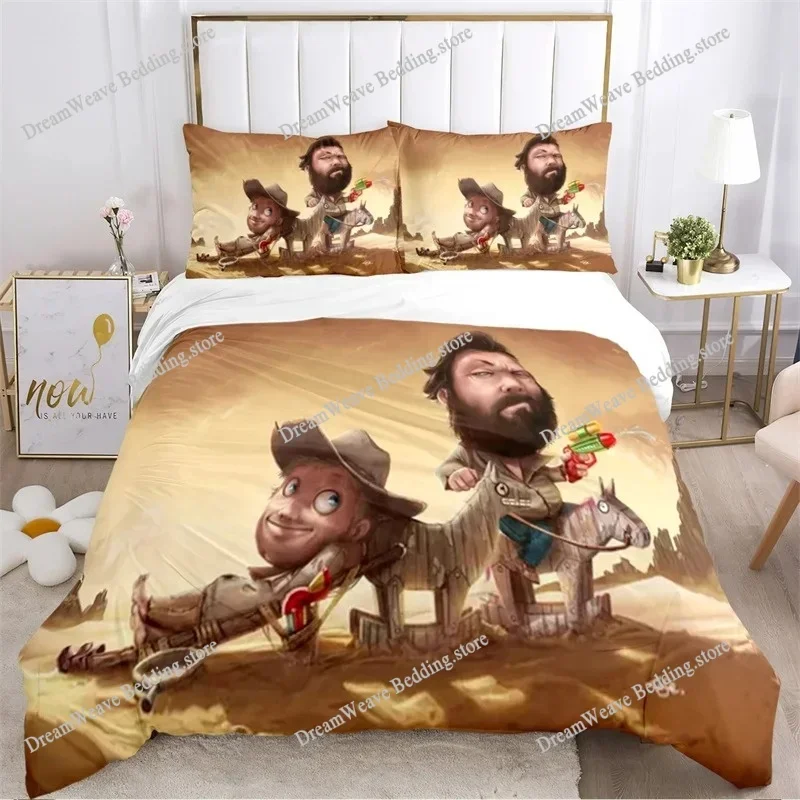 

Bud Spencer Terence Hill Bedding Set,Boy&Girl Duvet Cover Pillow Case Gift, Home Bedroom Quilt Set Large King Home Textileextile