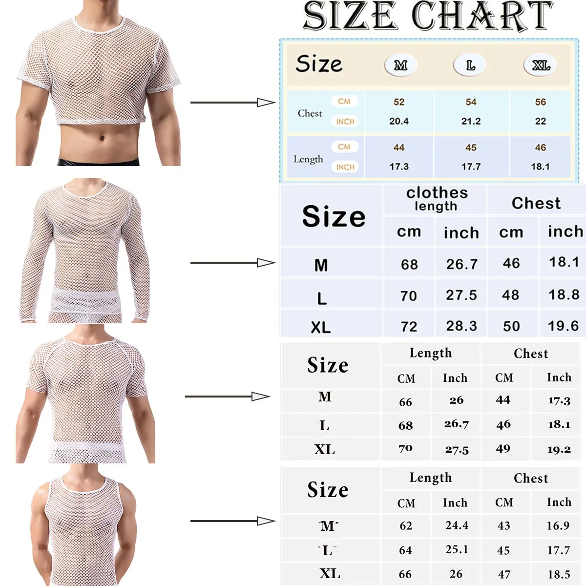 FYXLJJ Sexy Mens Hollow Out Fishnet Undershirts Sexy See Through Mesh Tops Male T Shirts Sport Fitness Vests Nightclub Sheer Top