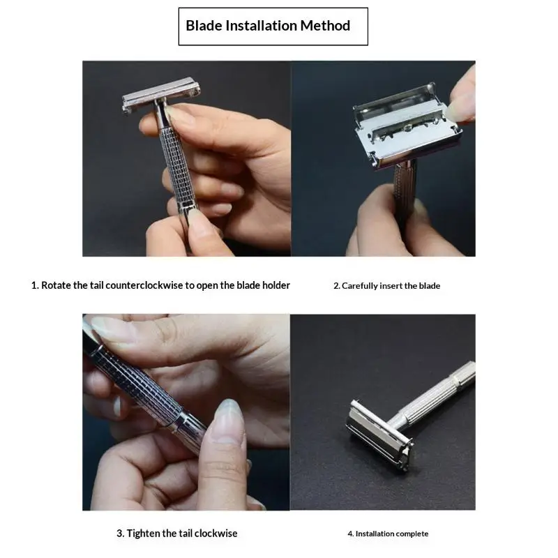 Unisex Doppelklingen-Sicherheitsrasierer-Set Professionelles Friseur-Styling-Zubehör Mit Eleganter Box Halterung Klinge Inklusive – Detail 9