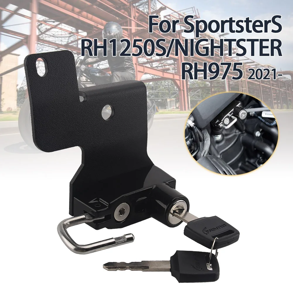 

Fit For SportsterS RH1250S 2021- NIGHTSTER RH975 2022- Motorcycle Helmet Lock Mount Hook Keys Aluminum Locking