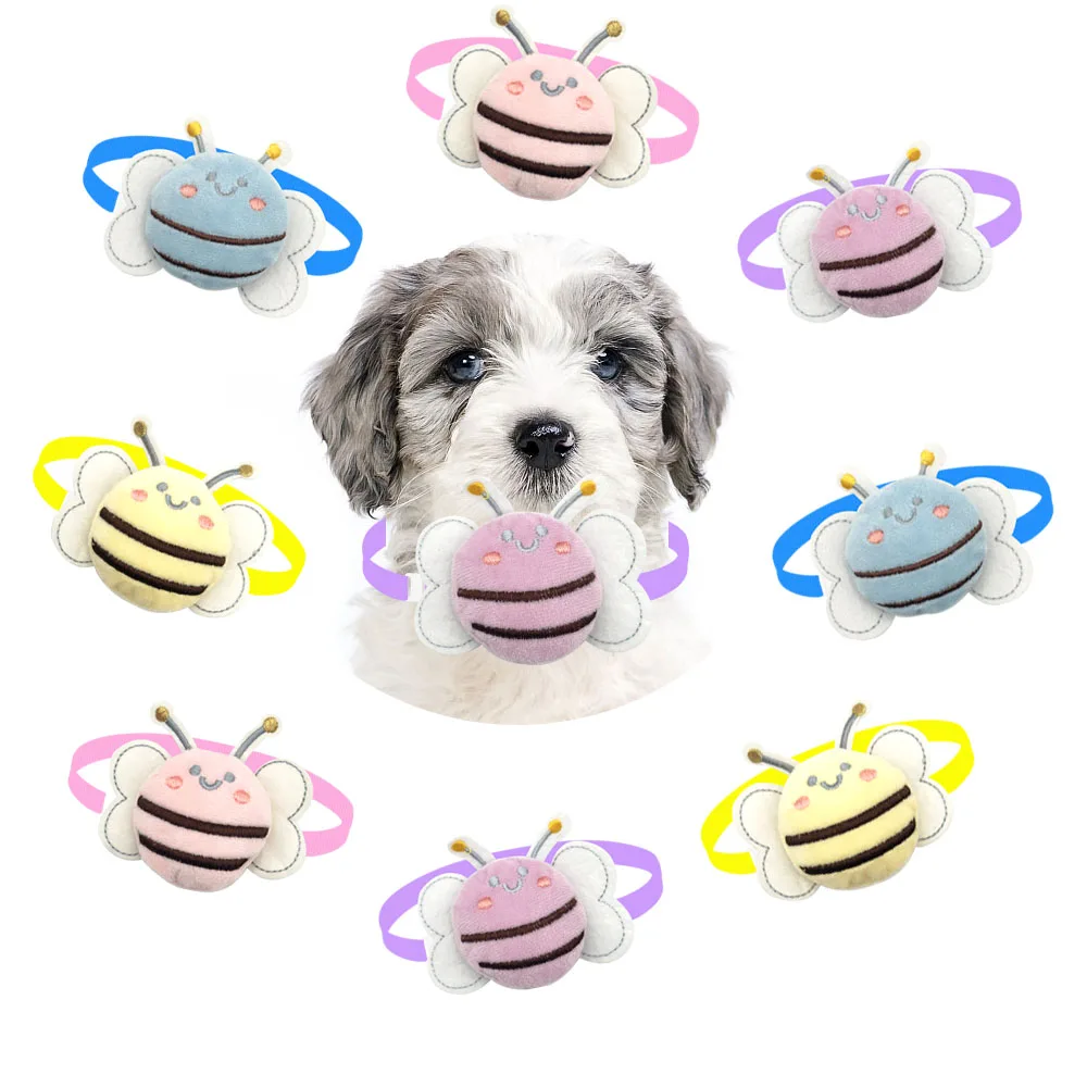 50/100pcs Puppy Dog Grooming Accessories Bee Shape Style Cute Dog Bows Pet Dog Bow Tie Necktie Bowknot Dog Bowties Supplies