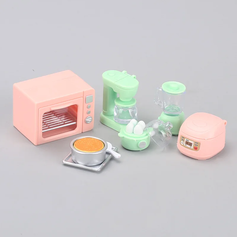 Kids Mini Play House Miniature Rice Cooker Oven Juicer Egg Steamer Small Model Children's Doll House Accessories
