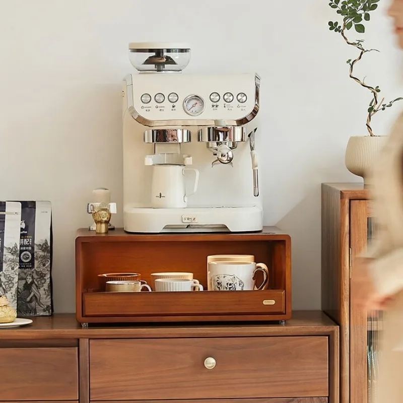 Solid wood coffee machine, raised tea cabinet, cup tea bag capsule rack