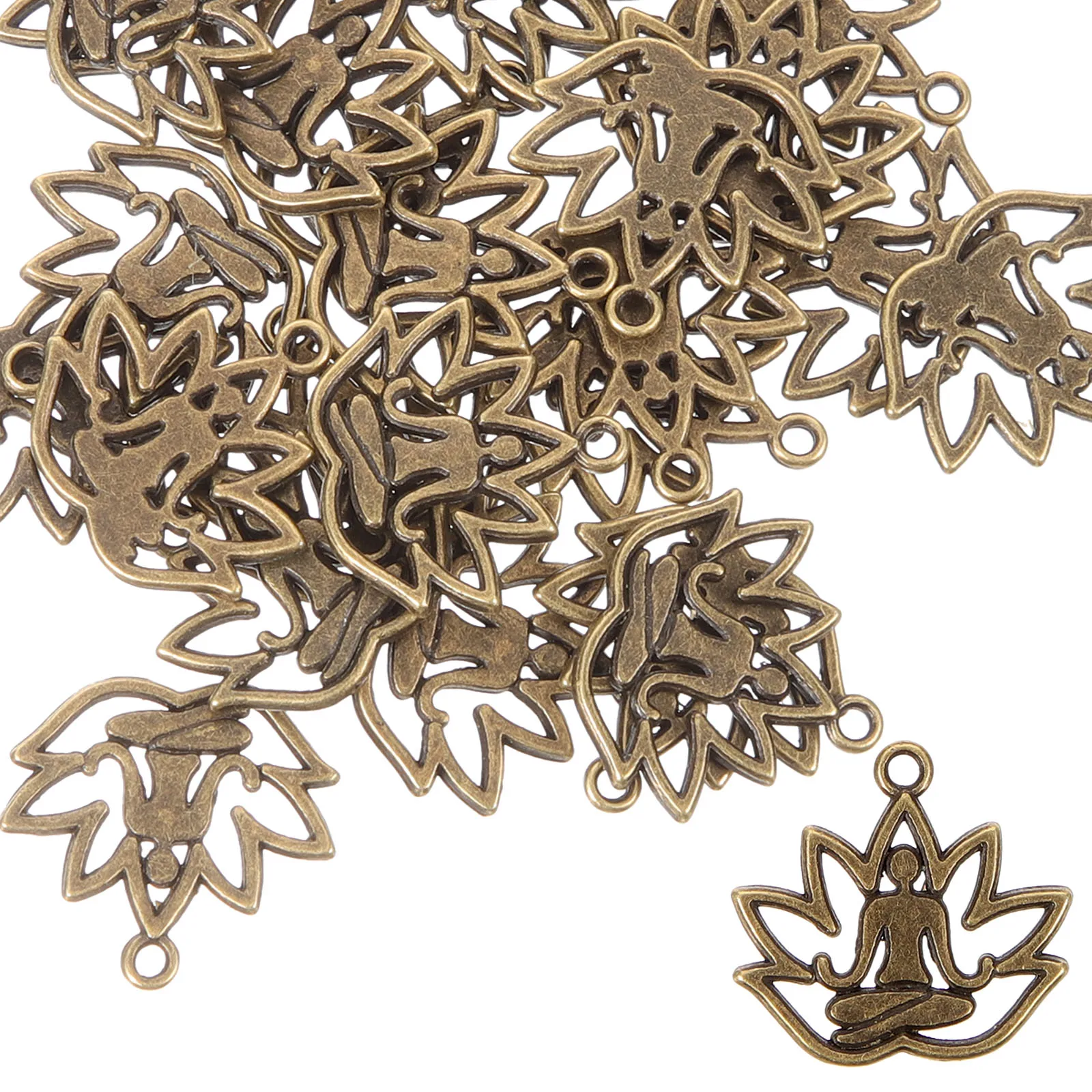 

100pcs Buddha Pendant Charm Alloy Retro Lotus Decorative Keychain For Backpack Handbag Diy Jewelry Accessory Home Office Decor