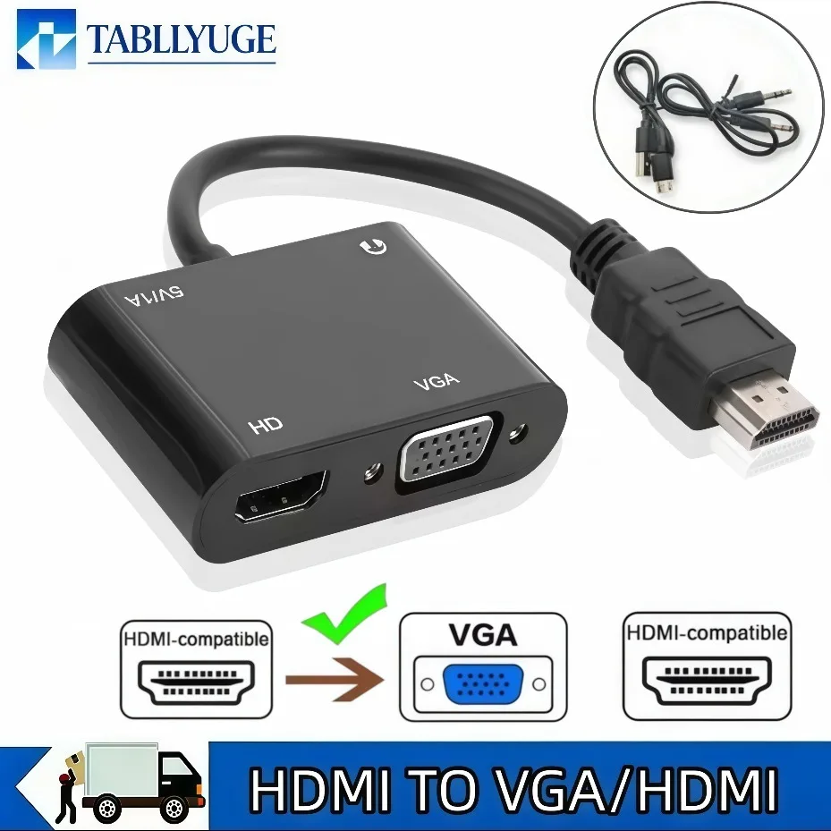 1080P One In One Out High Definition to VGA High Definition Converter Suitable for Computers PC Monitors Projectors and HDTVs