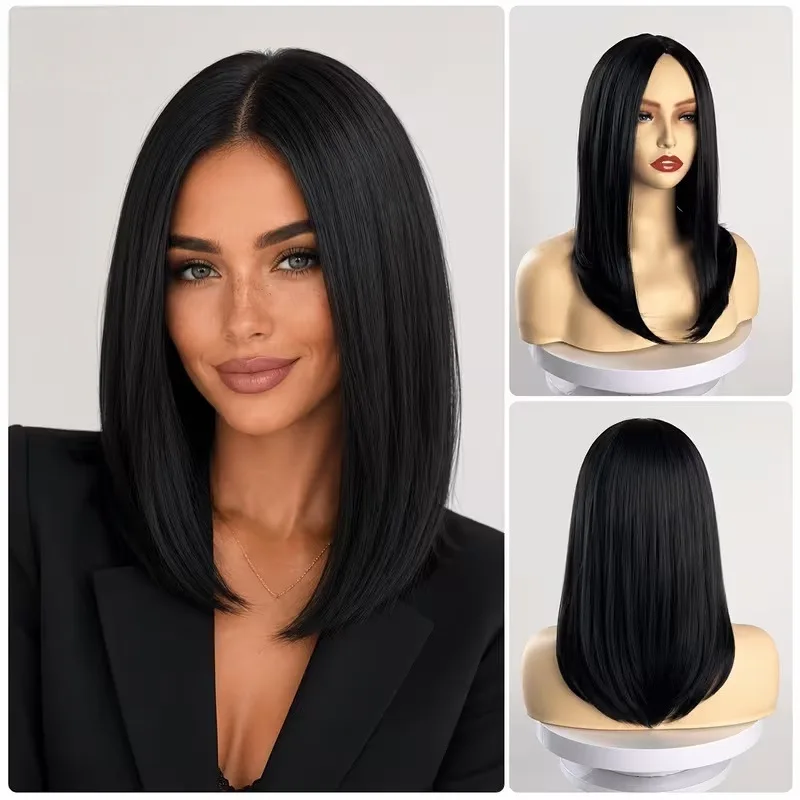 Short straight hair synthetic wig for Halloween cosplay wig for role-playing, daily party, high-temperature hairpiece set