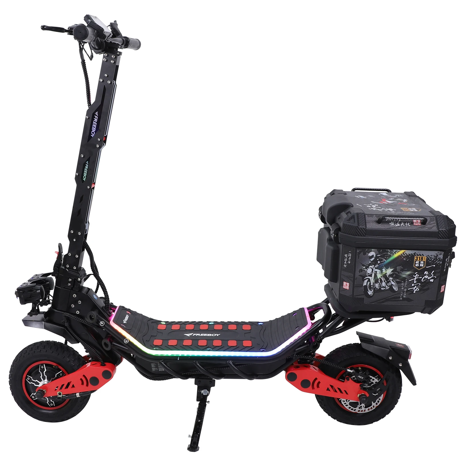 FREEBOY H10 Elektroroller, hohe Leistung, 6000 W, Doppelmotor, 60 V, abnehmbarer Werkzeugkasten, 75 km/h, hydraulische Bremse, 12-Zoll-Reifen, Offroad-Transport