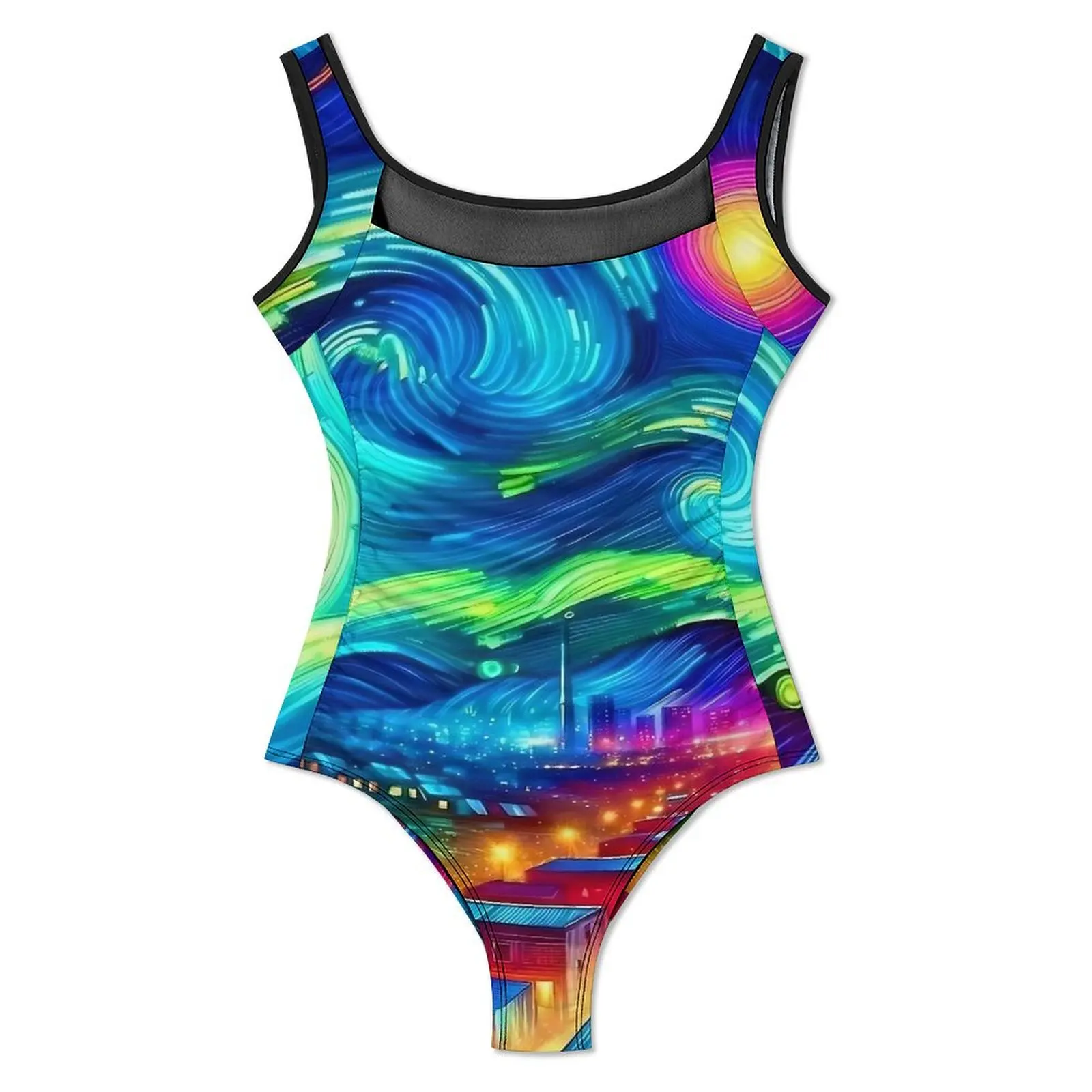 Colorful Starry Night Print Swimsuit Sexy  One Piece Swimwear Push Up Swimsuits Trend Sport Bathing Suits