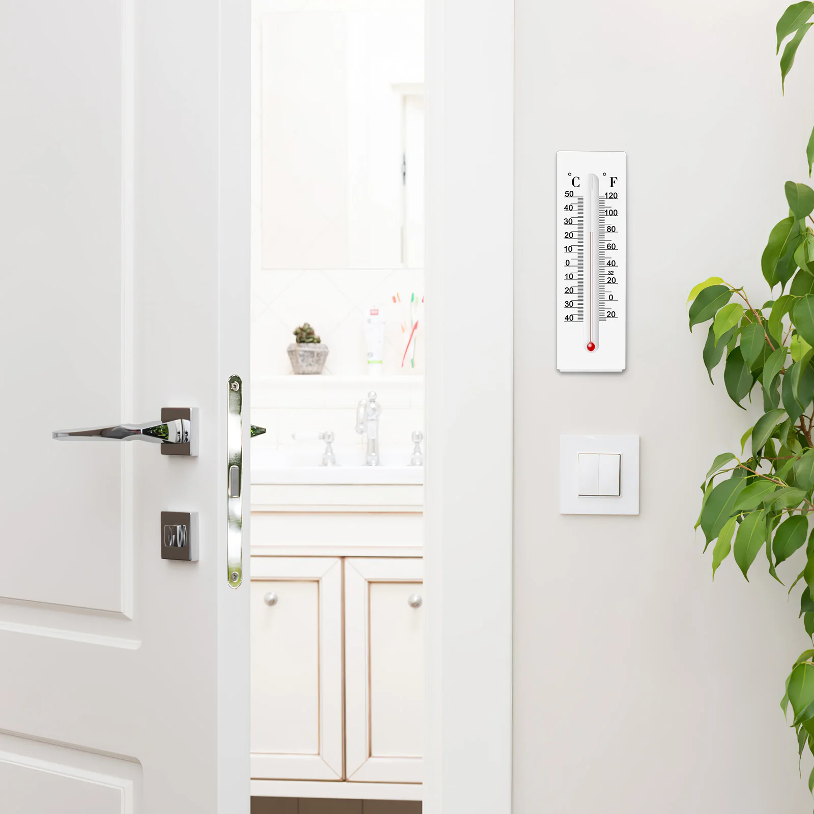 

Wall Mount Thermometer Vertical Key Hider Box Indoor Outdoor Key Holder Dual Celsius Fahrenheit Outdoor Thermometer