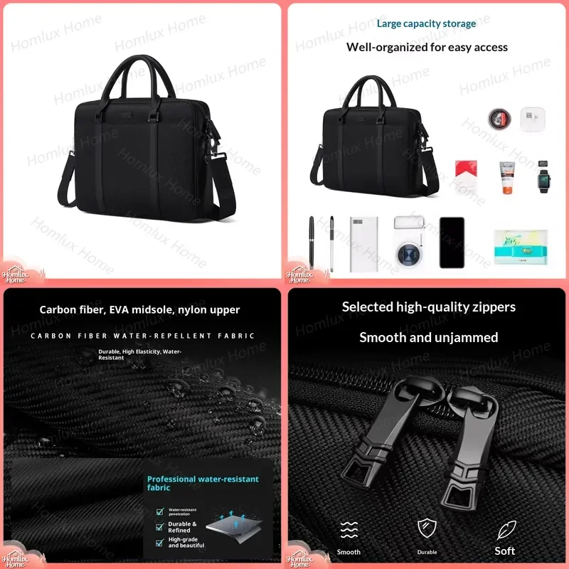 Portable Waterproof Nylon Business Briefcase for Men Large Capacity Crossbody Shoulder Laptop Bag Office Multifunctional