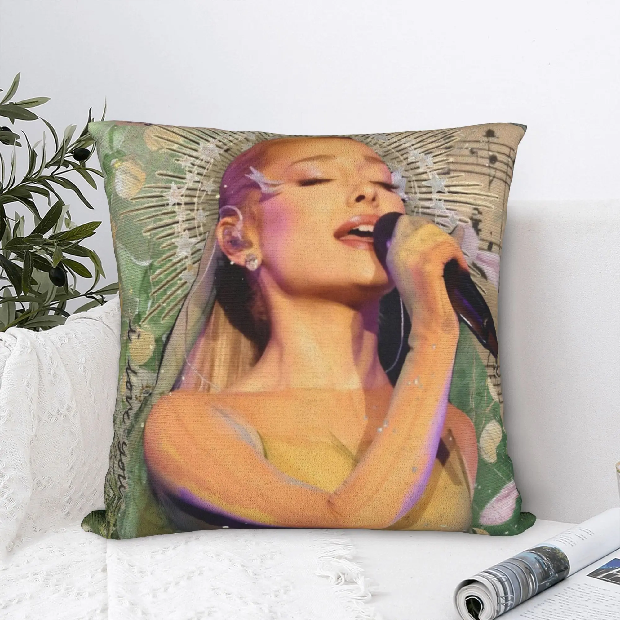 Printing Arianas Pop Singer Grandes Pillowcase Polyester Cushion Cover Decor Sunshine Throw Pillow Case Cover Bed Square