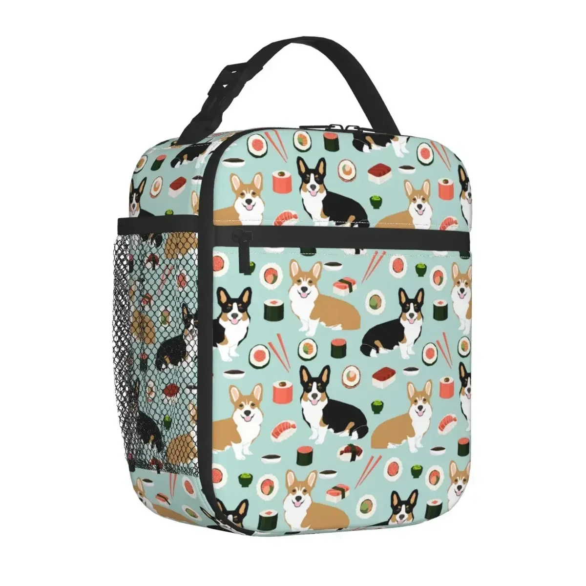 Corgi Dogs Sushi Food Insulated Lunch Bags Portable Animal Reusable Thermal Bag Tote Lunch Box Office Outdoor Men Women