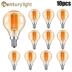 Retro 6W Led Filament Bulb E14 Base Globe Mini Light Bulbs Amber Glass Warm White 2700K Replacement Bulb for Pendant Chardeliers
