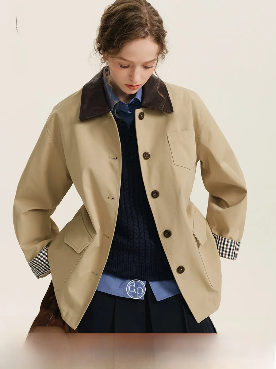 

Утепленная хлопковая куртка свободного кроя для женщин, осенняя, для повседневной носки, с пуговицами и элементами пэчворка, теплая, повседневная верхняя одежда