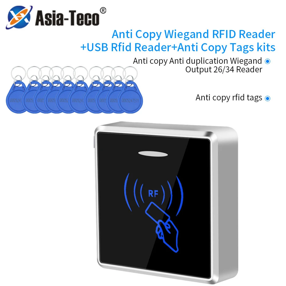 Anti-Copy-RFID-Reader-Zugangskontroll-Kits wiegand-Ausgang Slave-Kartenleser kopieren RFID-Karten-Schlüssel anhänger ohne Relais