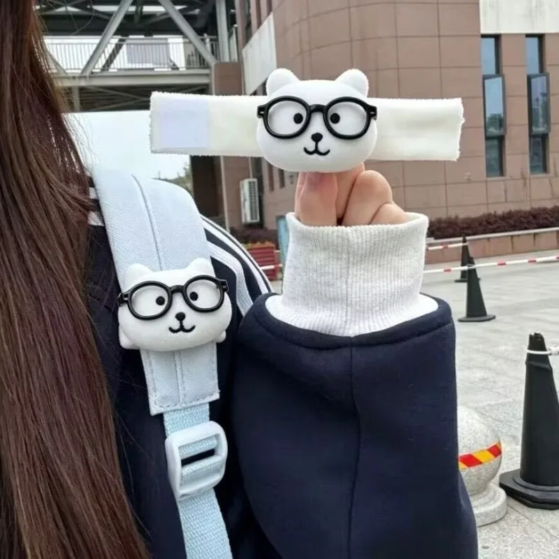 2PCS Hot Cute Joke Bear Series Backpack Shoulder Strap Plush Toy Cartoon Kawaii Character Creativity Hook and Loop Stuffed Toy
