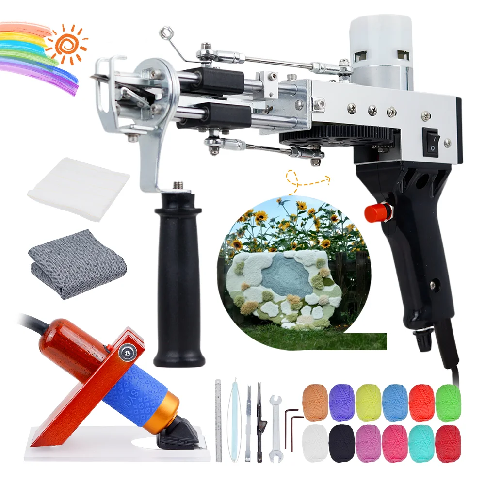 Tufting Gun 2 in 1 Set Electric Carpet Tufting Gun Electric Carpet Tapis Knitting Tufting Pistol Weaving Flocking Rug Machine