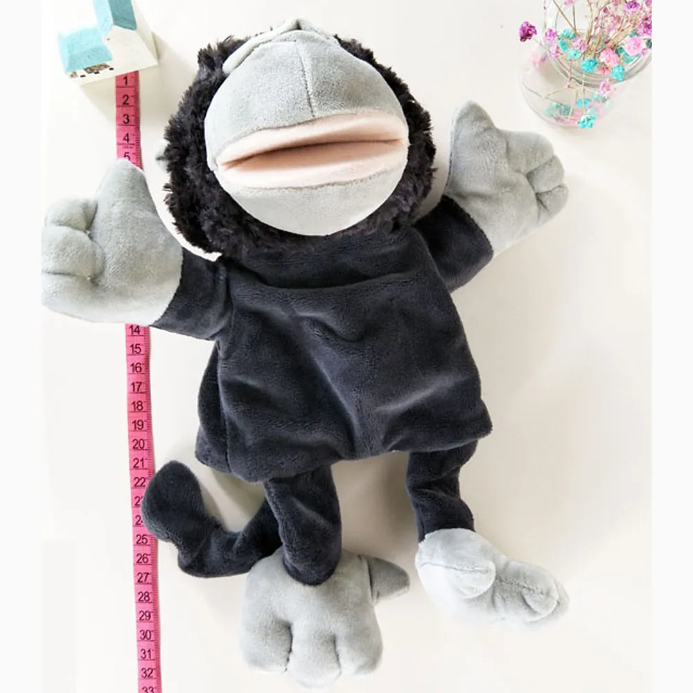 Fantoche de mão para bebê grande macaco gorila preto brinquedo de pelúcia