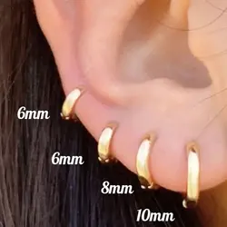 6-15mm Glossy Hoop Earrings Rose Gold Color Mini Cartilage Earrings For Men Women Trendy Huggie Circle Hoops Piercing Accessory