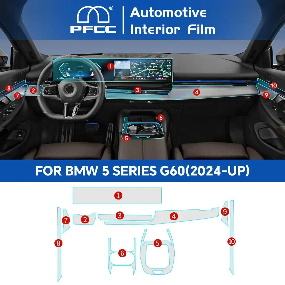 

PFCC For BMW 5 Series i5 G60 2024 Interior Center Console Clear Protective Film PPF Car Anti Scratch Tint Accessories Refit Set