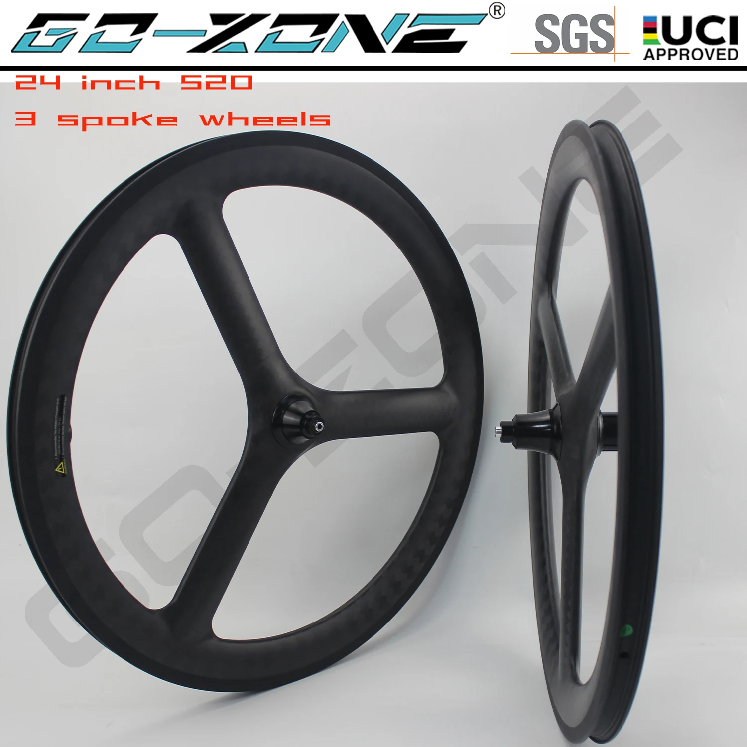 

24" 520 Road 3 spoke wheel Disc Brake / Rim Brake Clincher Tubeless carbon wheel 25mm Width 48mm Height Folding Bike Wheels