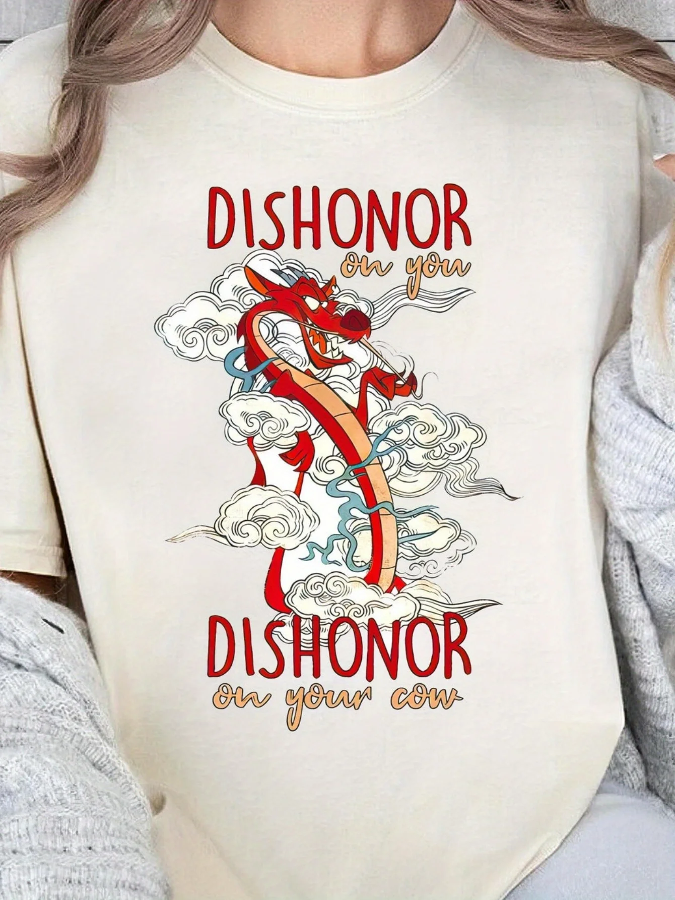 ديزني موشو "Dishonor" نمط الرجال والنساء تي شيرت جولة الرقبة قصيرة الأكمام تي شيرت، الكرتون التنين #1