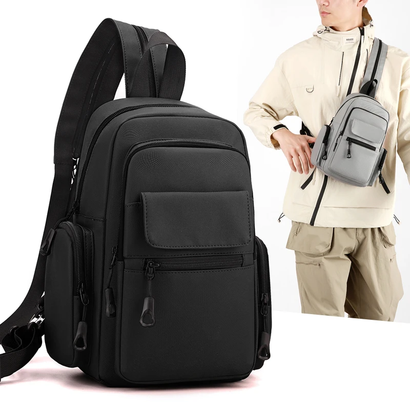 Adjustable strap chest bag, multi-functional backpack, sports bag, backpack, zipper anti-theft pocket, suitable for daily commut