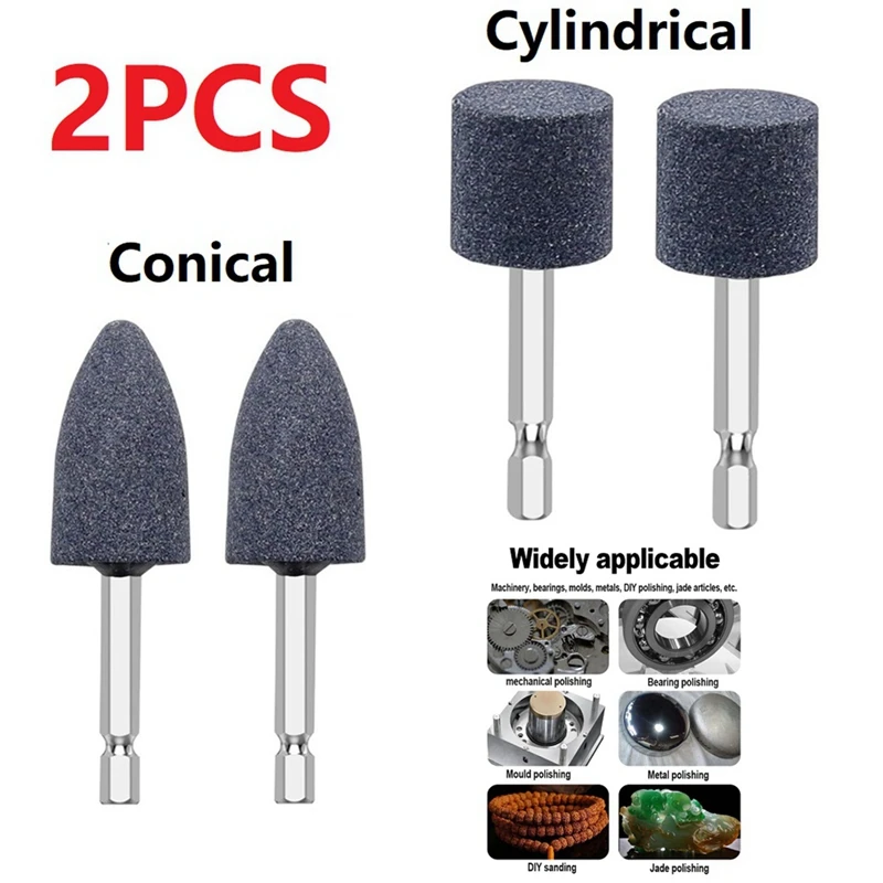 Two-Piece Hexagonal Handle Electric Grinding Head Brown Corundum Grinding Head Conical Grinding Head