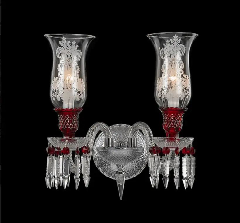 Newly Crystal Wall Lamp Modern Decora Candle LED Crystal Wall Light Red Glass Bedroom Bedside Wall Aisle KTV Candle Wall Sconces