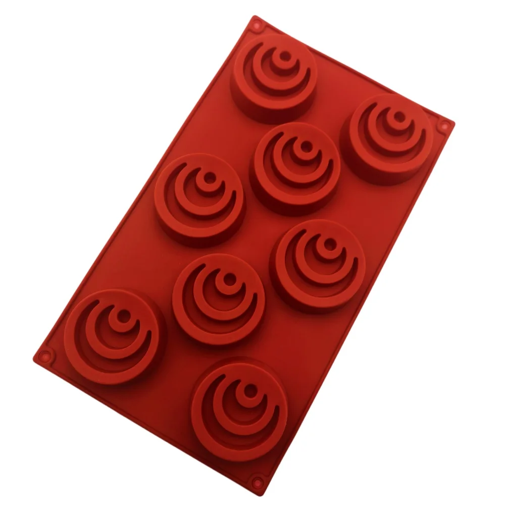 8 Hole Spiral Round Silicone Mousse Cake Mold Concentric Circle Ring DIY Candy Biscuit Pudding Dessert Chocolate Baking Tools