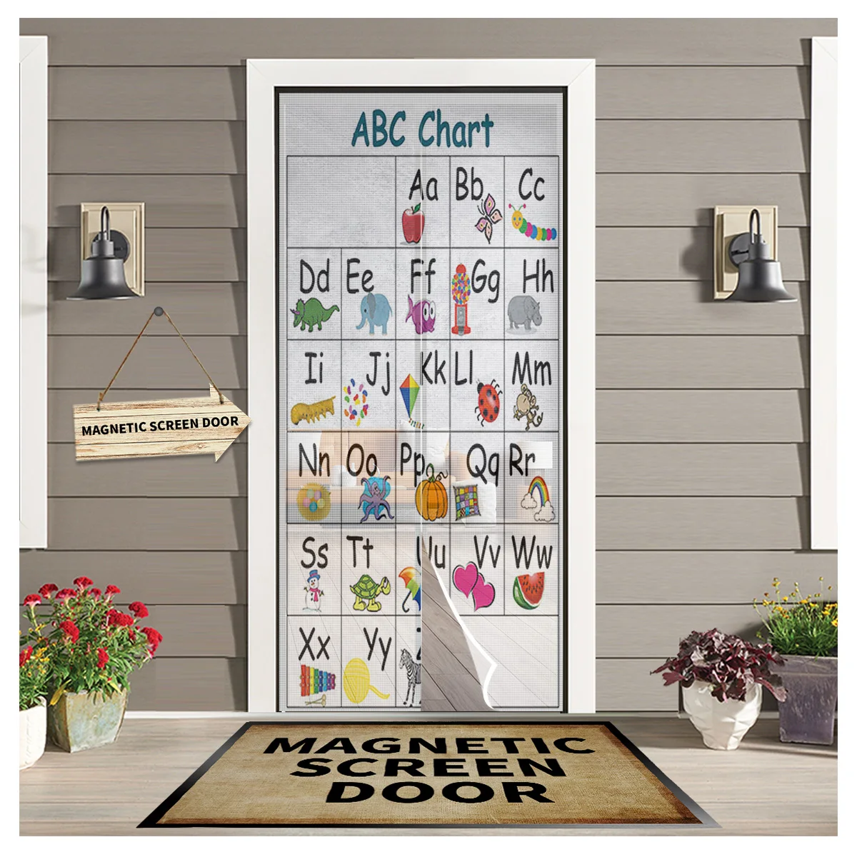 Abc Chart Alphabet Of Cartoon Animals Door Curtain Bedroom Magnetic Mosquito Screen Kitchen Insect Proof Window Mosquito Net