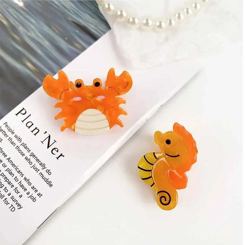 8/4/2-teiliges Set Acetat-Haarspangen mit Meeresthemen, Rutschfeste Haarklammern mit Seestern und Wal, Sommer-Strand-Haaraccessoires für Frauen – Detail 19
