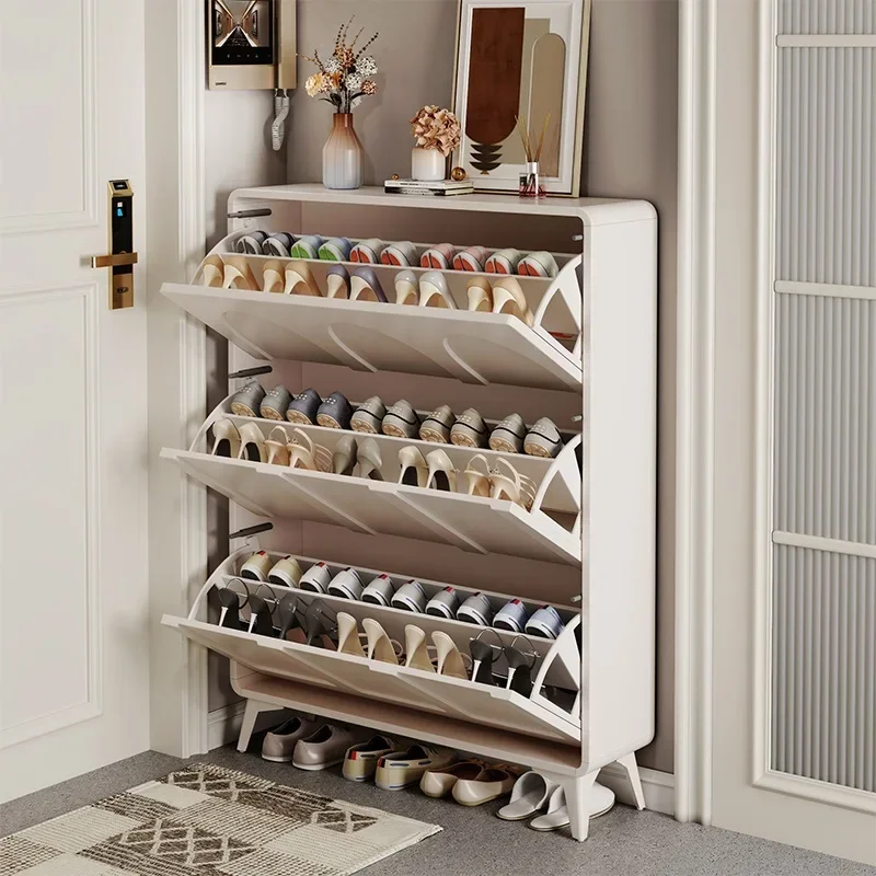 Cream wind ultra-thin dumper shoe cabinet new 2024 explosions indoor entrance small rack.