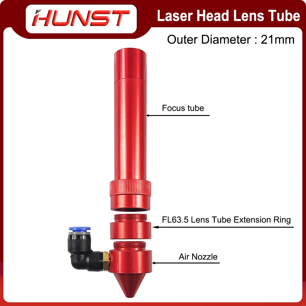 Imagem -05 - Hunst Co2 Cabeça do Laser Lente Tubo Diâmetro Exterior 21 mm Mais Bocal de ar para Lente Dia.20 fl 50.8 63.5 mm para Co2 Máquina de Corte a Laser