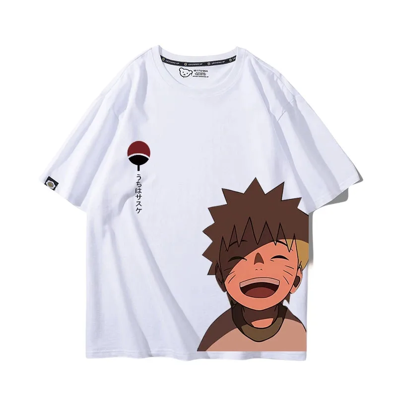 Naruto Anime Merchandise, Pure Cotton Short Sleeved T-shirt Children's Student Sasuke Naruto Loose T-shirt, Parent-child Clothes