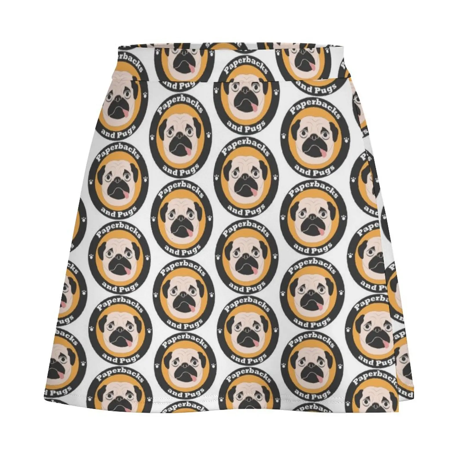 David Sodergren Paperbacks and Pugs logo Mini Skirt chic and elegant woman skirt Female skirt Mini